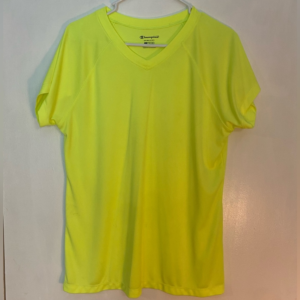 Champion women’s xl neon yellow high visibility tshirt shirt tee quick dry